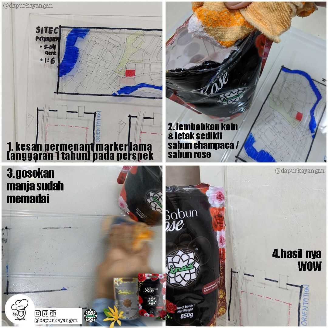  marker permanent yang sukar mudah dibersihkan dengan sabun champaca