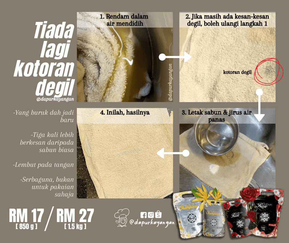  cuci kotoran kain